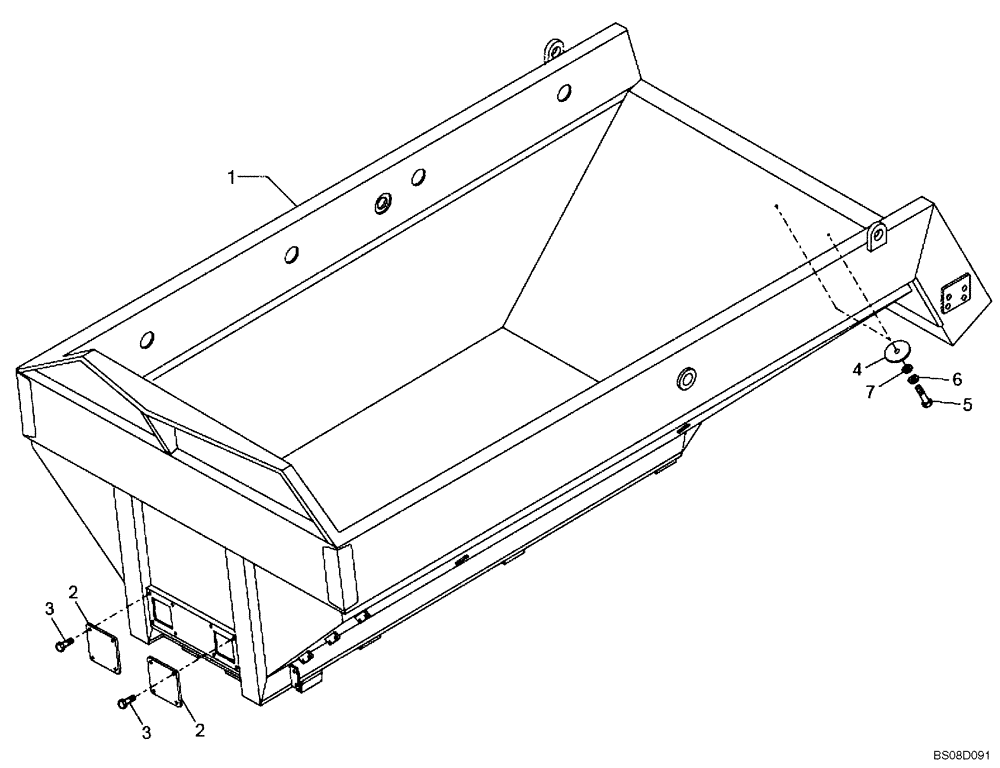 Схема запчастей Case 340B - (72A00010723[001]) - DUMP BODY, STANDARD (84131649) (89500425410) (19) - OPTIONS