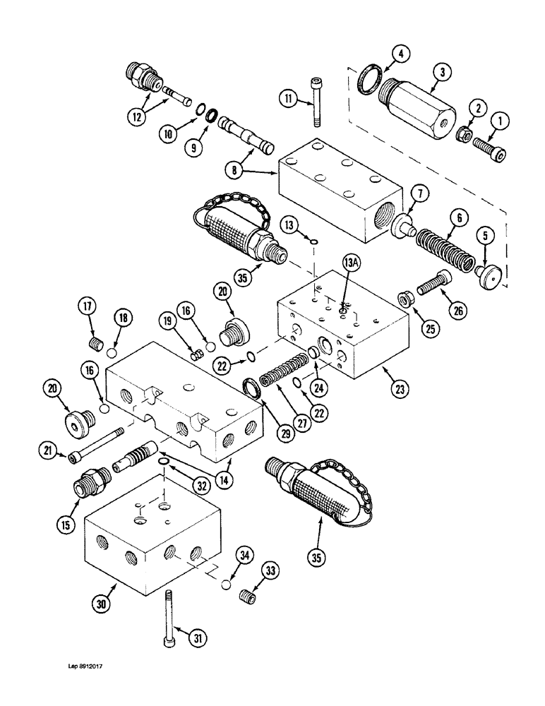 Схема запчастей Case 1088 - (8D-18) - COUNTER ROTATION VALVE, P.I.N. FROM 19944, 19949, 19951 TO 20241, P.I.N. FROM 106901 TO 106939 (08) - HYDRAULICS