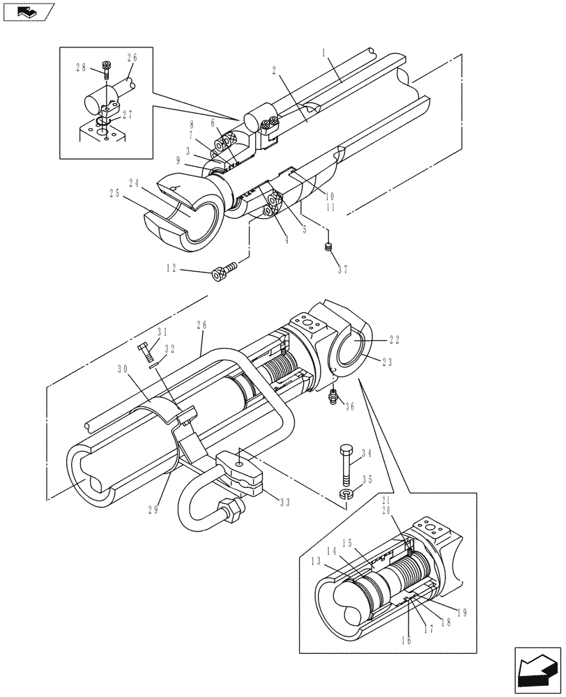 Схема запчастей Case CX235C SR - (35.736.06) - BOOM CYLINDER (35) - HYDRAULIC SYSTEMS