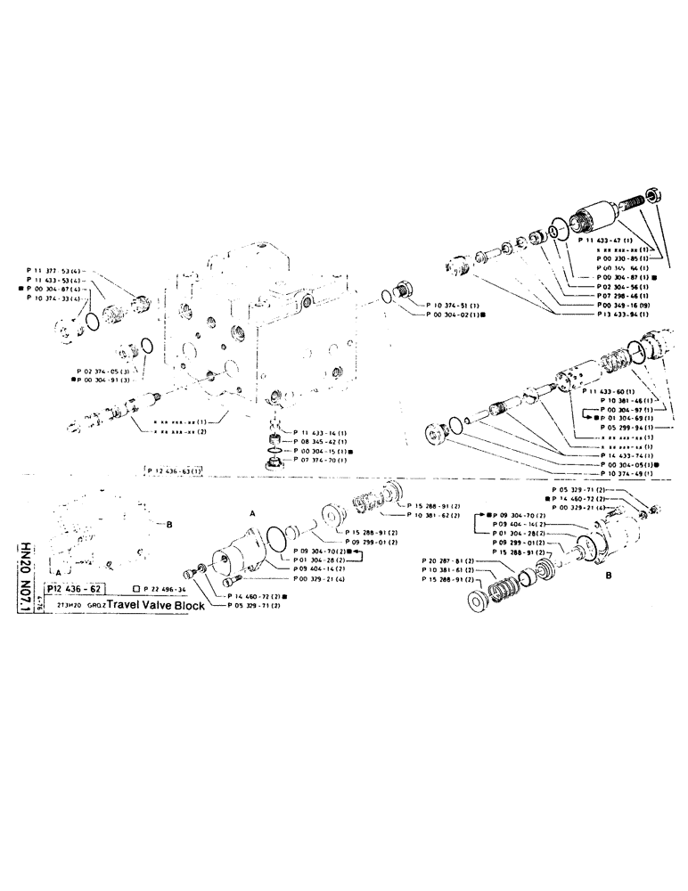 Схема запчастей Case 220CKS - (64) - TRAVEL VALVE BLOCK (07) - HYDRAULIC SYSTEM