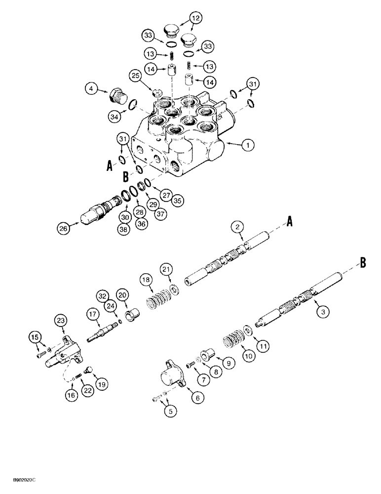 Схема запчастей Case 1818 - (8-12) - LOADER CONTROL VALVE (08) - HYDRAULICS