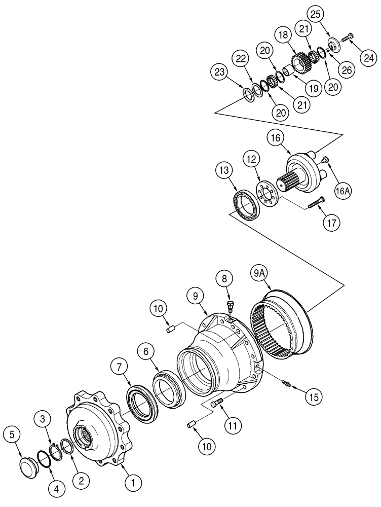 Схема запчастей Case 521D - (06-33) - AXLE, REAR - HUB, PLANETARY (06) - POWER TRAIN