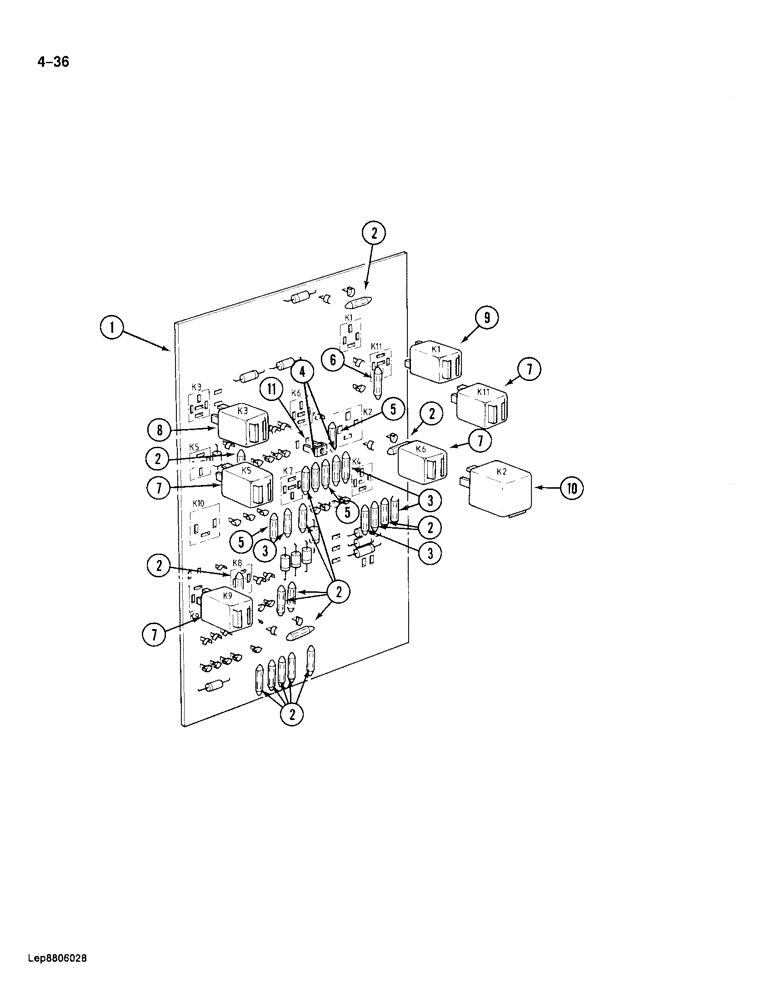 Схема запчастей Case 688 - (4-36) - ELECTRICAL SYSTEM CIRCUIT BOARD (04) - ELECTRICAL SYSTEMS