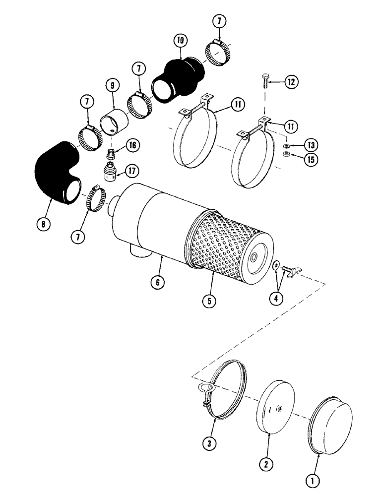 Схема запчастей Case 880 - (100) - AIR CLEANER AND RELATED PARTS (01) - ENGINE