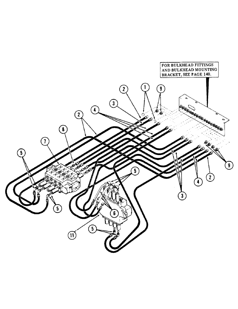 Схема запчастей Case 50 - (142) - PILOT TUBING FROM BULKHEAD TO MAIN CONTROL VALVES, (USED ON UNITS W/ SN. 6279926-6280344) (35) - HYDRAULIC SYSTEMS