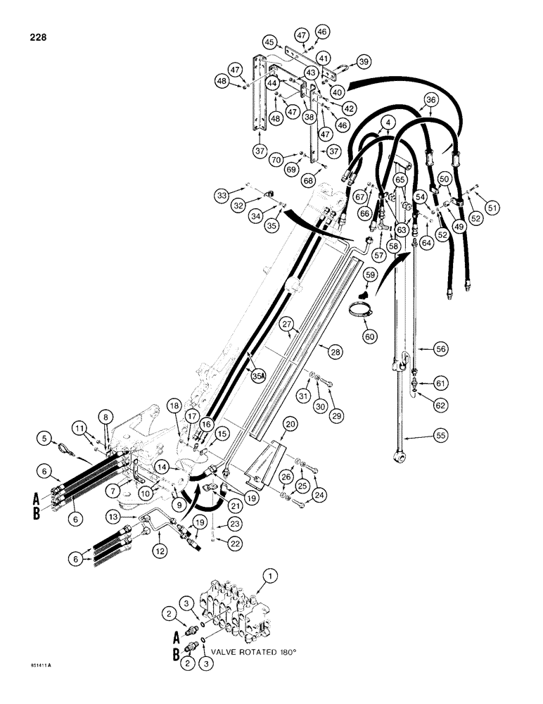 Схема запчастей Case 680H - (228) - BACKHOE EXTENDABLE DIPPER HYDRAULIC CIRCUIT (08) - HYDRAULICS