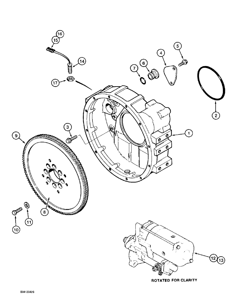 Схема запчастей Case 9010B - (2-090) - FLYWHEEL AND HOUSING, 4TA-390 ENGINE, PRIOR TO P.I.N. DAC01#2001 (02) - ENGINE