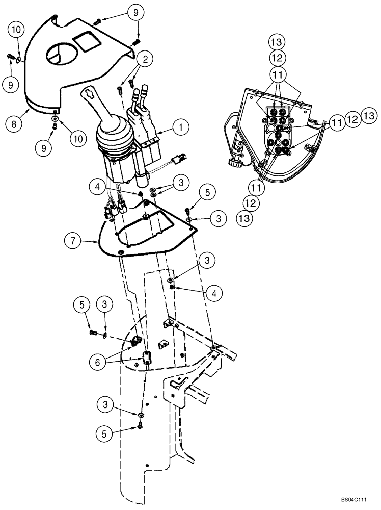 Схема запчастей Case 621D - (08-19B) - LOADER CONTROL - JOYSTICK WITH DUAL LEVER (08) - HYDRAULICS