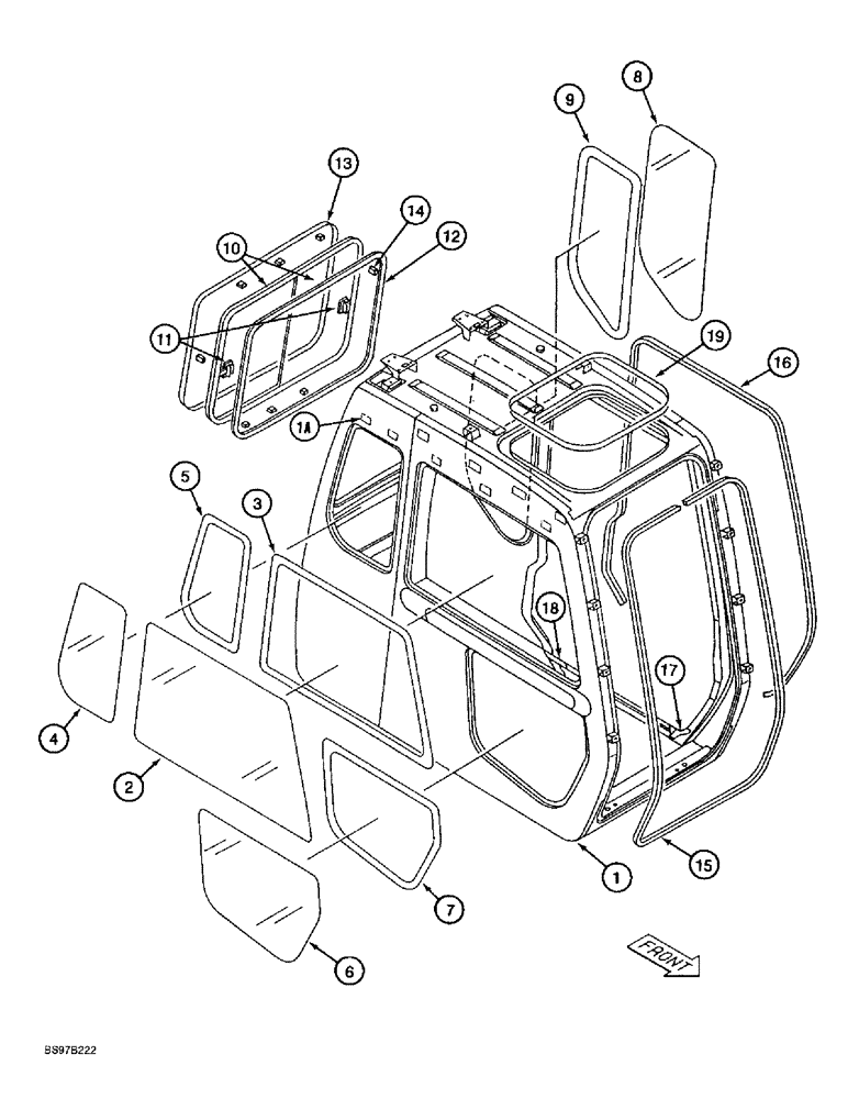 Схема запчастей Case 9030B - (9-066) - CAB WINDOWS AND SEALS (09) - CHASSIS