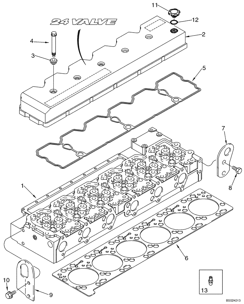 Схема запчастей Case CX330 - (02-14) - CYLINDER HEAD - COVER (02) - ENGINE