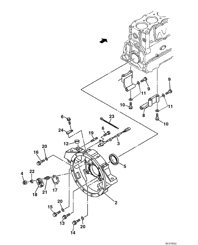 Схема запчастей Case CX800 - (02-27) - FLYWHEEL AND HOUSING (02) - ENGINE