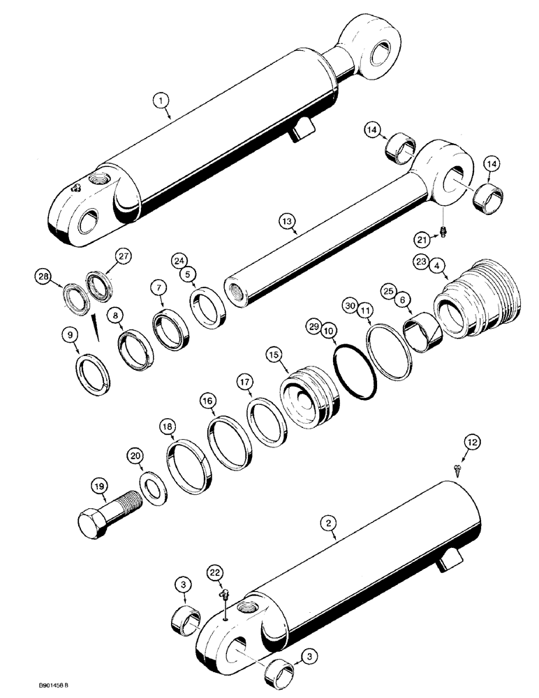 Схема запчастей Case 580SK - (8-120) - LOADER CLAM CYLINDERS (08) - HYDRAULICS