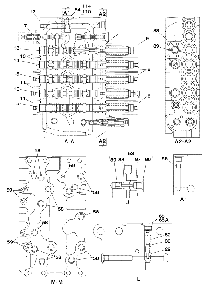 Схема запчастей Case CX350 - (08-171-00[01]) - CONTROL VALVE (08) - HYDRAULICS