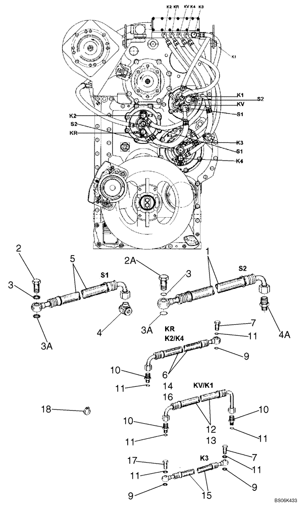 Схема запчастей Case 921E - (06-17) - TRANSMISSION - LUBRICATION LINES (06) - POWER TRAIN