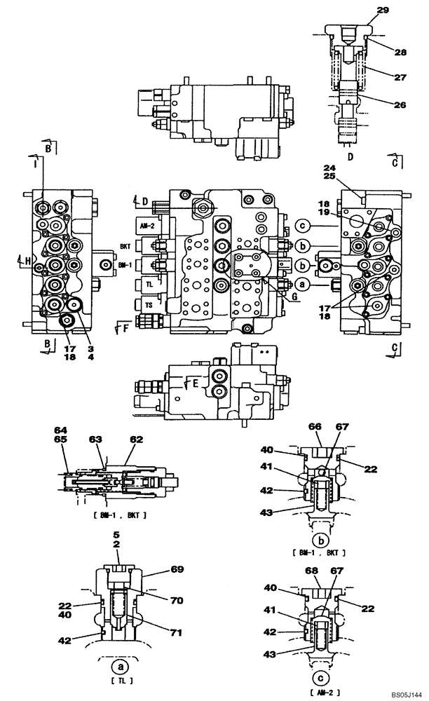 Схема запчастей Case CX130 - (08-094A) - KNJ3053 CONTROL VALVE (08) - HYDRAULICS