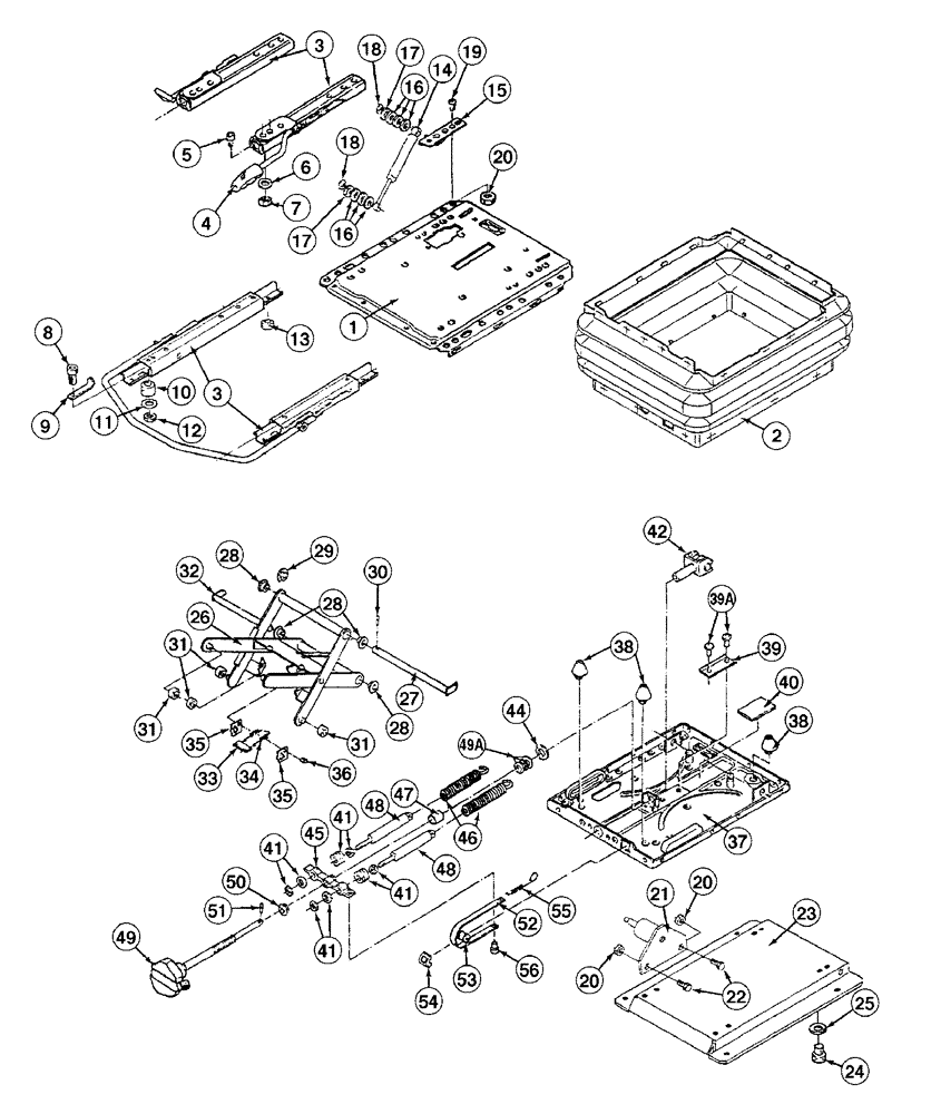 Схема запчастей Case 865 DHP - (9-116) - SEAT ASSY. - SUSPENSION ASSY. (09) - CHASSIS