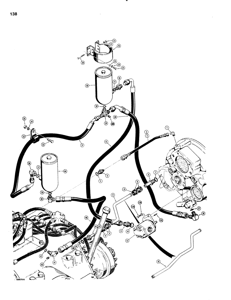 Схема запчастей Case 1150C - (138) - CRAWLER HYDRAULIC CIRCUIT, TORQUE CONVERTER TO TRANSMISSION (06) - POWER TRAIN