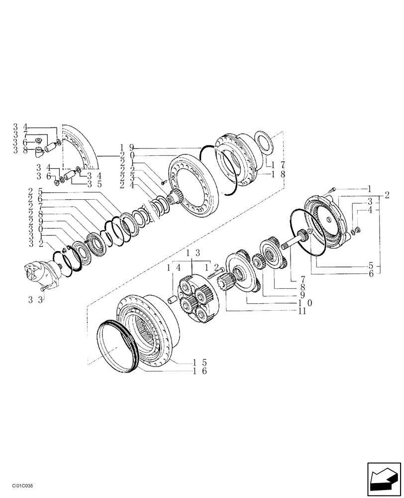 Схема запчастей Case SV212 - (07-003-00[01]) - TRANSMISSION - REDUCTION GEAR - DRUM (GROUP 30-7) (ND090946) (06) - POWER TRAIN