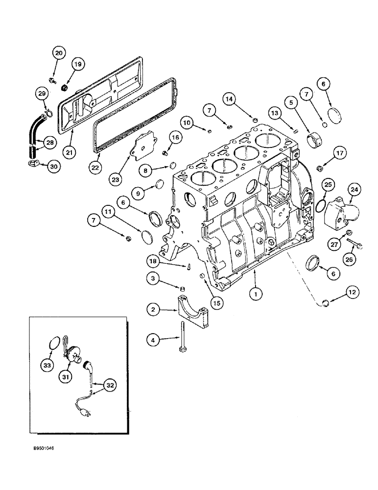 Схема запчастей Case 550E - (2-22) - CYLINDER BLOCK, 4-390 ENGINE (02) - ENGINE