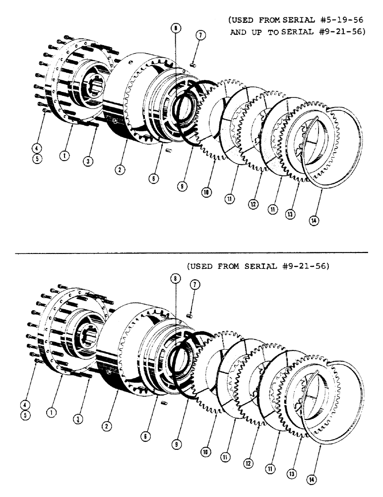 Схема запчастей Case 600 - (082) - TRANSMISSION INSTALLATION, HYDRAULIC CLUTCH PARTS (03) - TRANSMISSION