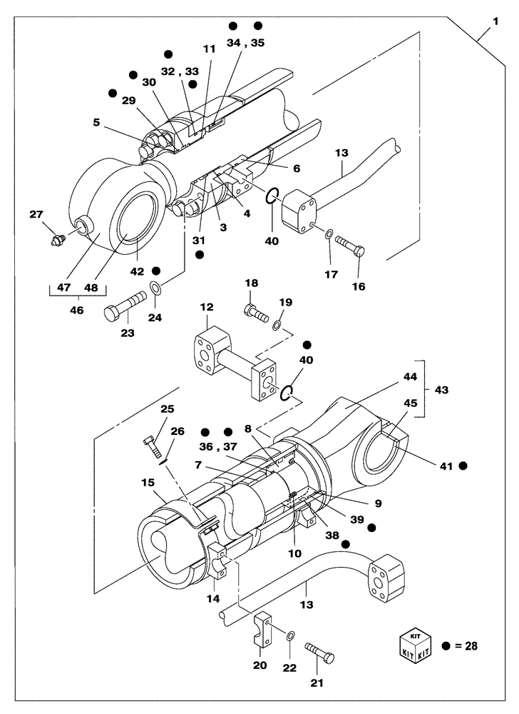 Схема запчастей Case CX700B - (08-88) - BUCKET CYLINDER (08) - HYDRAULICS