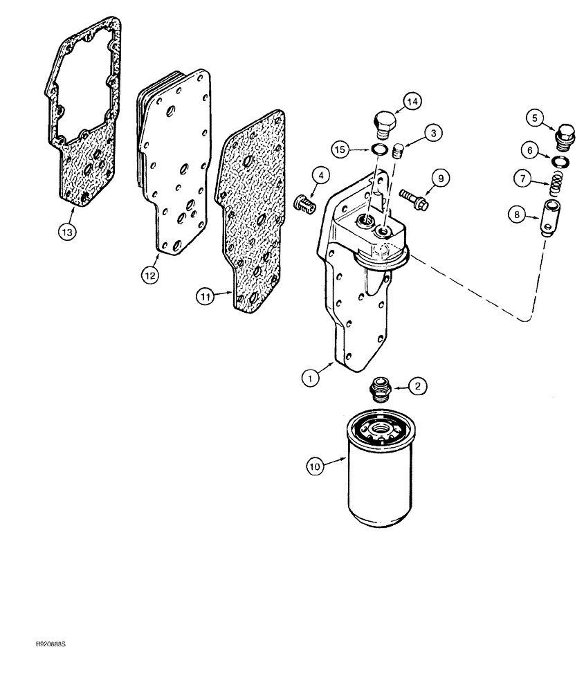 Схема запчастей Case 550G - (2-32) - OIL FILTER AND COOLER, 4-390 AND 4T-390 ENGINE, PRIOR TO CRAWLER P.I.N. JJG0255794 (01) - ENGINE