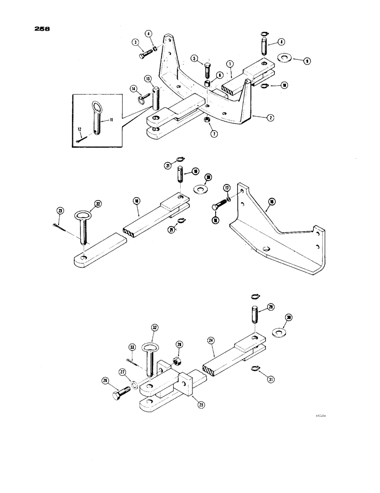 Схема запчастей Case 450 - (258) - DRAWBARS (MODELS WITHOUT WINCH), LOADER AND DOZER MODELS, W/O REAR MOUNTED EQUIPMENT (05) - UPPERSTRUCTURE CHASSIS