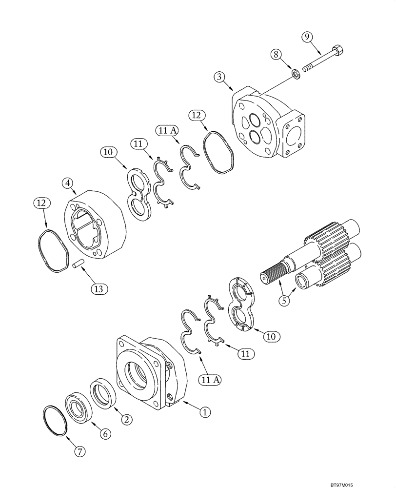 Схема запчастей Case 586G - (08-11A) - PUMP ASSY, 588G (08) - HYDRAULICS