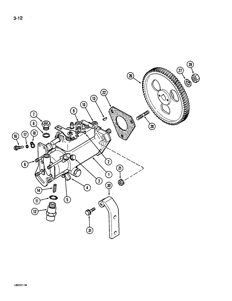 Схема запчастей Case 550 - (3-12) - FUEL INJECTION PUMP AND DRIVE, 4-390 ENGINE, 4T-390 ENGINE (03) - FUEL SYSTEM