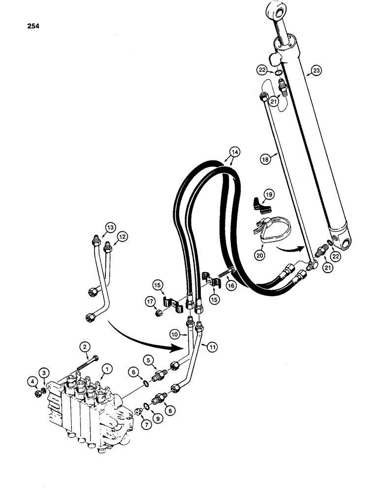 Схема запчастей Case 480D - (254) - BACKHOE BOOM CYLINDER HYDRAULIC CIRCUIT, 480D MODELS ONLY (35) - HYDRAULIC SYSTEMS