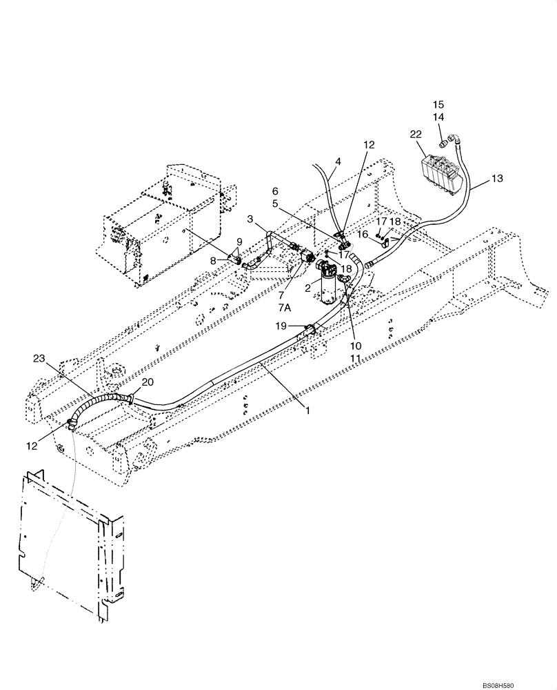 Схема запчастей Case 588G - (08-01) - HYDRAULICS - RETURN LINES (08) - HYDRAULICS