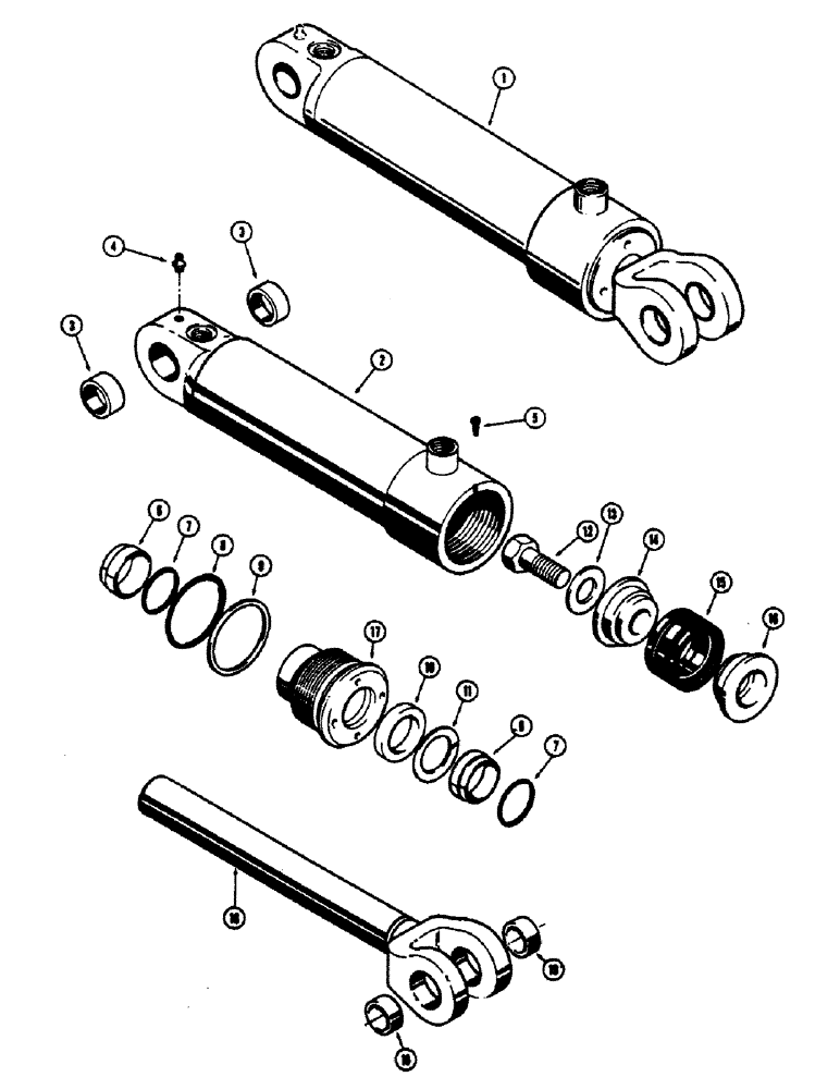 Схема запчастей Case 680CK - (164) - D34738 LOADER HYDRA-LEVELING CYLINDER, CYLINDER WITH FLAT SNAP-IN TYPE OUTER ROD WIPER (35) - HYDRAULIC SYSTEMS