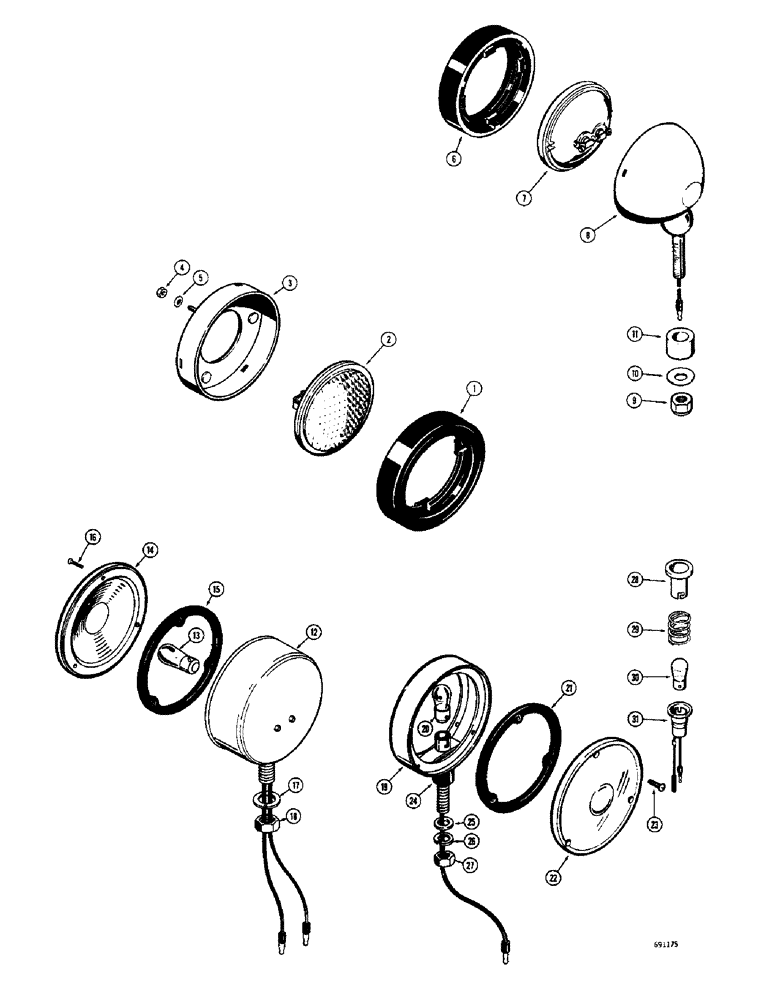 Схема запчастей Case 680CK - (054) - ELECTRICAL SYSTEM, LIGHTS, L19663 REAR LIGHT, L26301 STOP (55) - ELECTRICAL SYSTEMS