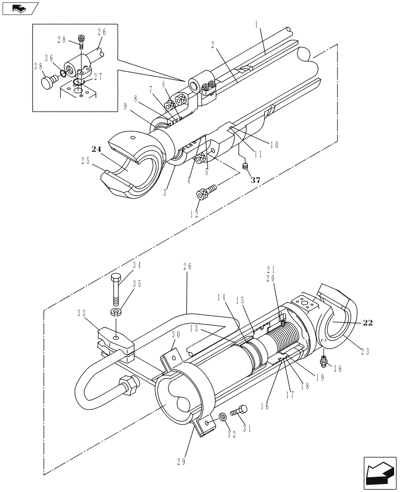 Схема запчастей Case CX235C SR - (35.736.07) - BOOM CYLINDER (35) - HYDRAULIC SYSTEMS