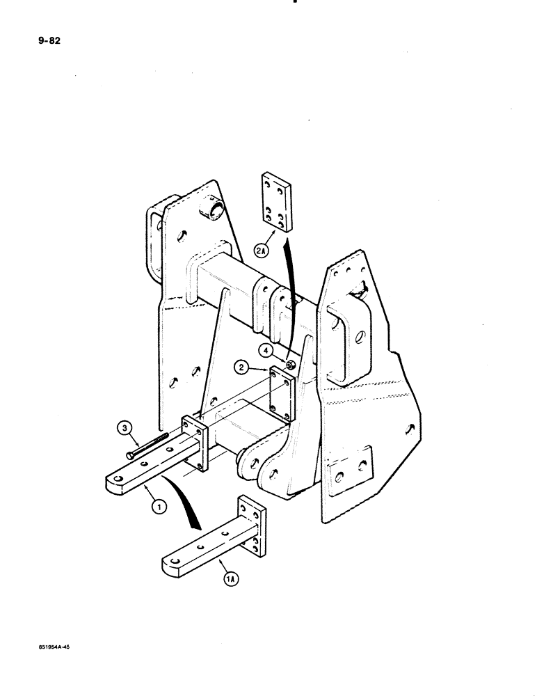 Схема запчастей Case 480E - (9-082) - RIGID DRAWBAR, USED WITH PTO OR THREE-POINT HITCH (09) - CHASSIS/ATTACHMENTS