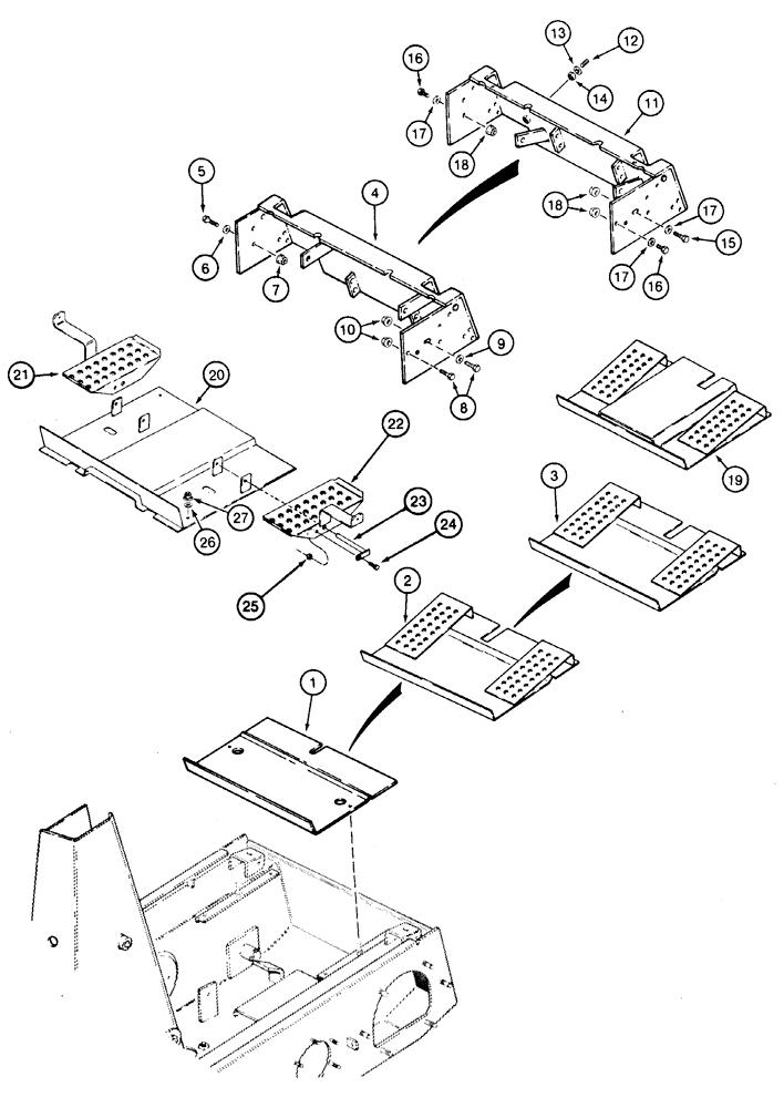 Схема запчастей Case 1835C - (9-08) - FLOOR AND HEEL PLATES (09) - CHASSIS/ATTACHMENTS