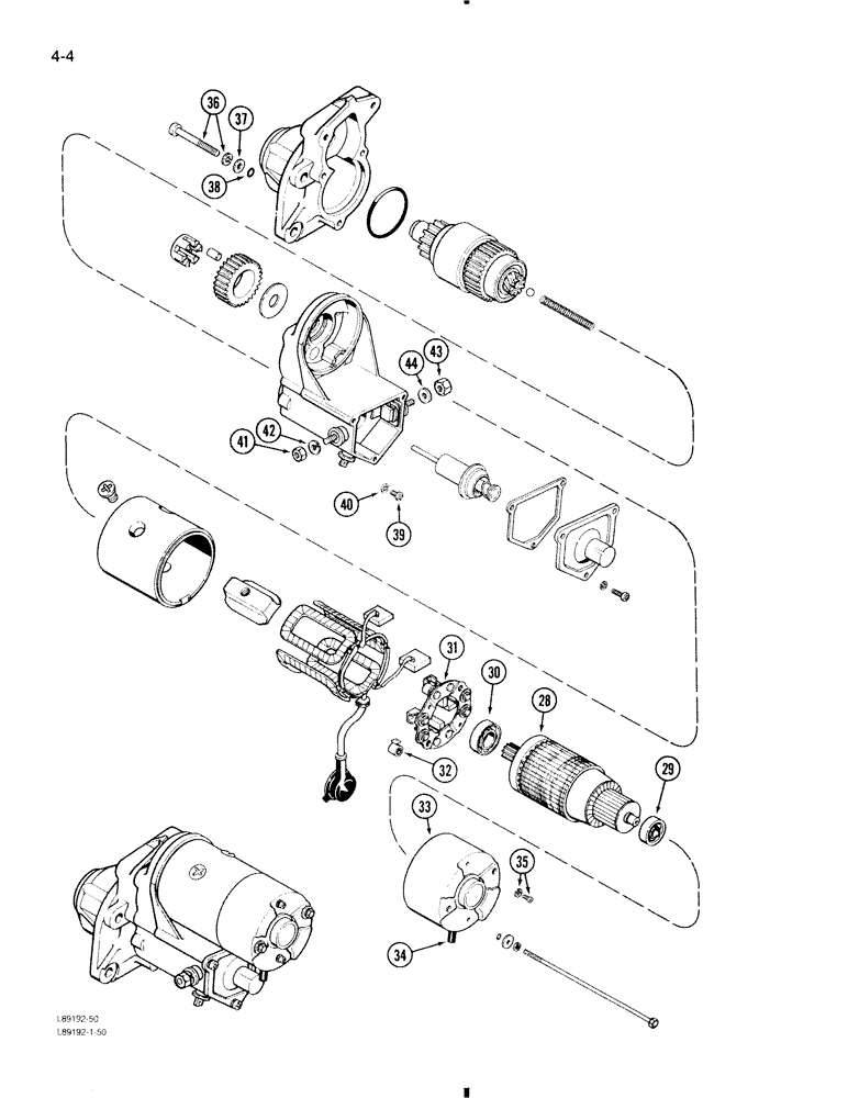 Схема запчастей Case 580K - (4-004) - STARTER (04) - ELECTRICAL SYSTEMS