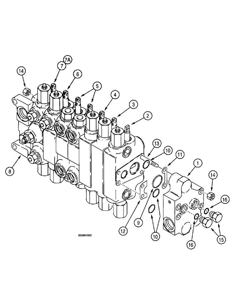 Схема запчастей Case 570LXT - (8-088) - BACKHOE CONTROL VALVES, MODELS W/ EXTENDABLE DIPPER, W/O AUXILIARY HYDRAULICS (08) - HYDRAULICS