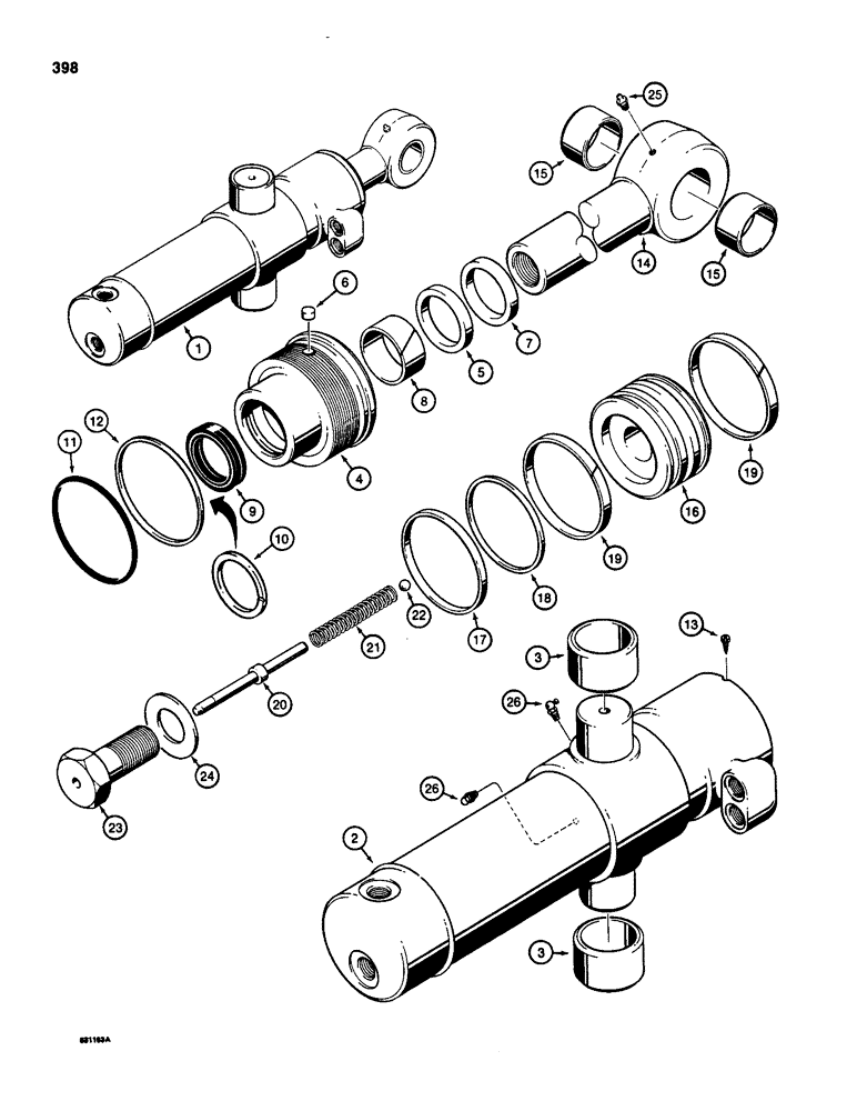 Схема запчастей Case 580SD - (398) - G103773 BACKHOE SWING CYLINDER, NOT USED ON SUPER D MODELS (08) - HYDRAULICS