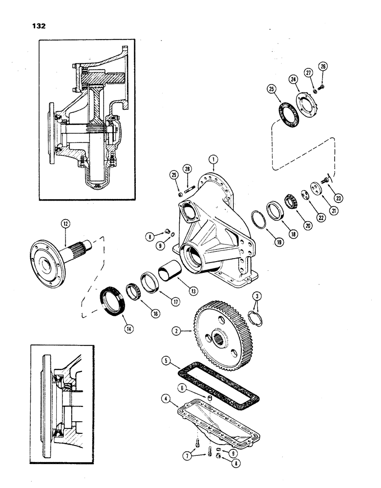 Схема запчастей Case 850 - (132) - FINAL DRIVE AND HOUSING, 1ST USED TRANS. S/N 2697154, 1ST USED TRAC. S/N 7074053 (03) - TRANSMISSION