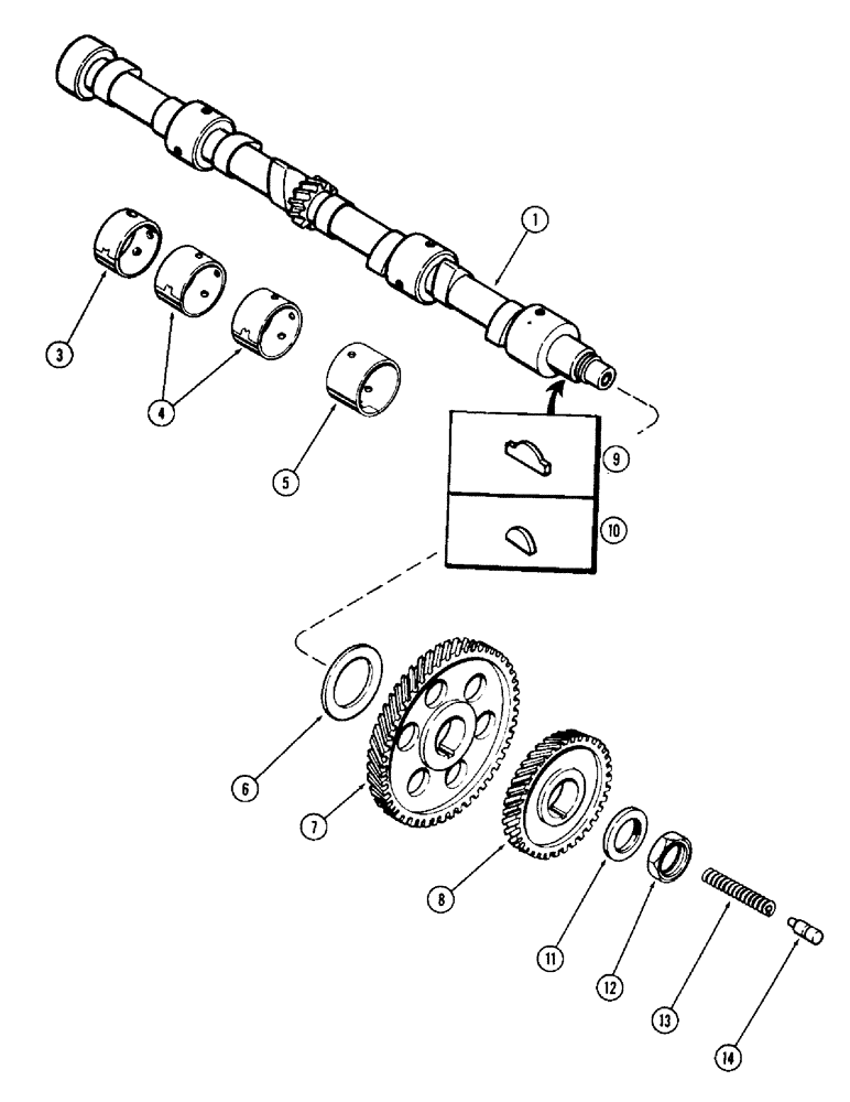 Схема запчастей Case 780 - (044) - CAMSHAFT, 336BD AND 336BDT DIESEL ENGINES (02) - ENGINE