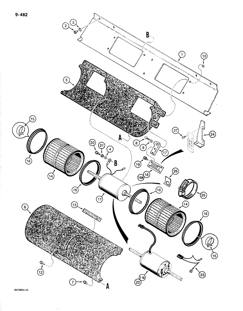 Схема запчастей Case 780C - (9-482) - CAB BLOWER (09) - CHASSIS/ATTACHMENTS