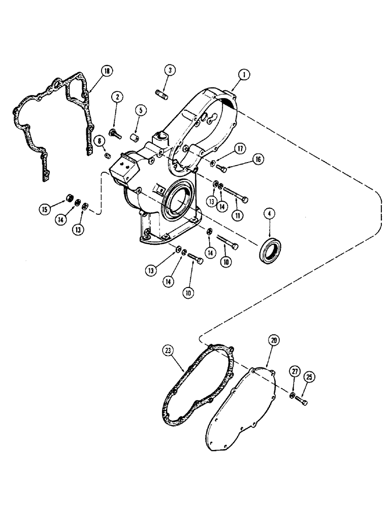 Схема запчастей Case 1700-SERIES - (052) - TIMING GEAR COVER, 188 DIESEL ENGINE, 1ST USED ENGINE SERIAL NO. 2728315 (10) - ENGINE