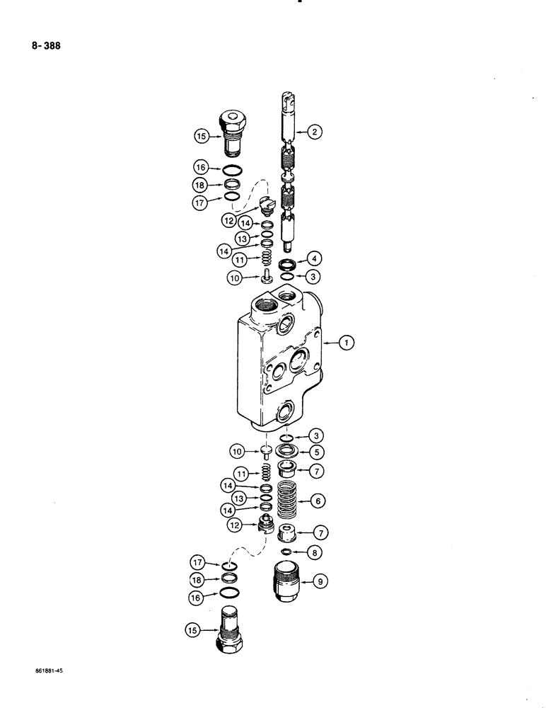 Схема запчастей Case 580K - (08-388) - BACKHOE CONTROL VALVE, DIPPER EXTENSION SECTION (08) - HYDRAULICS