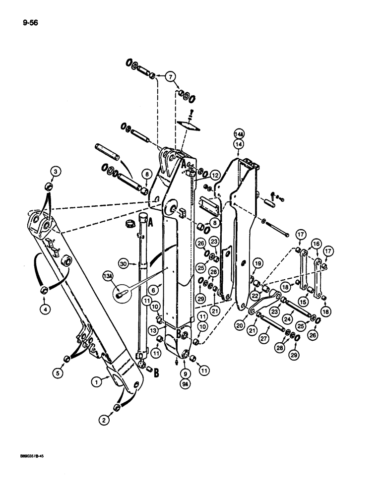 Схема запчастей Case 680L - (9-056) - EXTENDABLE DIPPER, LOW PROFILE (09) - CHASSIS/ATTACHMENTS