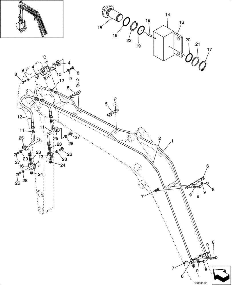 Схема запчастей Case CX47 - (08-15[00]) - HYDRAULIC LINES - BOOM (NIBBLER & BREAKER) (08) - HYDRAULICS