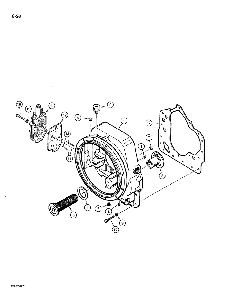 Схема запчастей Case 780D - (6-26) - TORQUE CONVERTER HOUSING AND CONTROL VALVE, 2W & 4WD MODELS (06) - POWER TRAIN