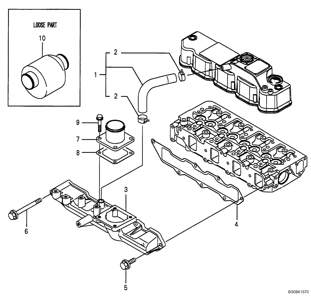 Схема запчастей Case CX50B - (08-005) - SUCTION MANIFOLD ENGINE COMPONENTS