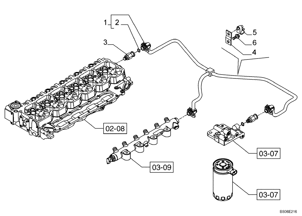 Схема запчастей Case 865B - (03-12[01]) - FUEL INJECTION SYSTEM - DRAIN LINE (03) - FUEL SYSTEM