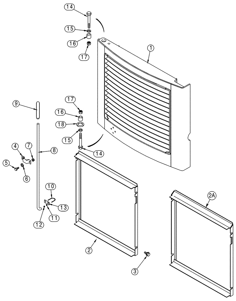 Схема запчастей Case 95XT - (09-26) - DOOR, REAR - WITHOUT SOUNDPROOFING (NORTH AMERICA), DOOR WITHOUT WELDED SHROUD (09) - CHASSIS/ATTACHMENTS